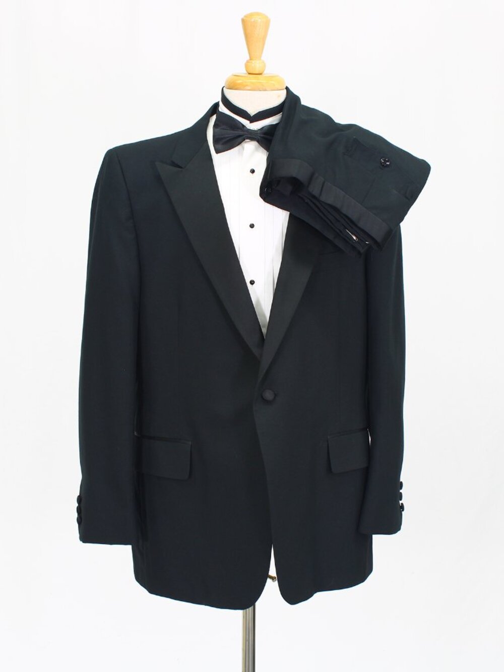 Bespoke 46R 38x29 Black Full Suit 1-Button Solid R664